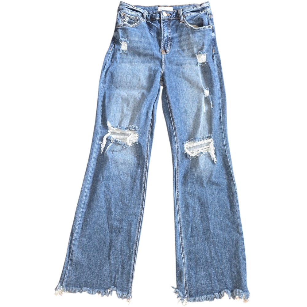 Risen Jeans Denim Distressed Flare Blue Women's Size 9/29